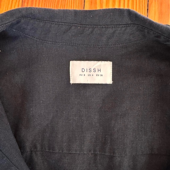 Dissh | MAXIE BLACK LINEN SHIRT ROMPER | sz sm/4 | BLACK - Picture 4 of 6
